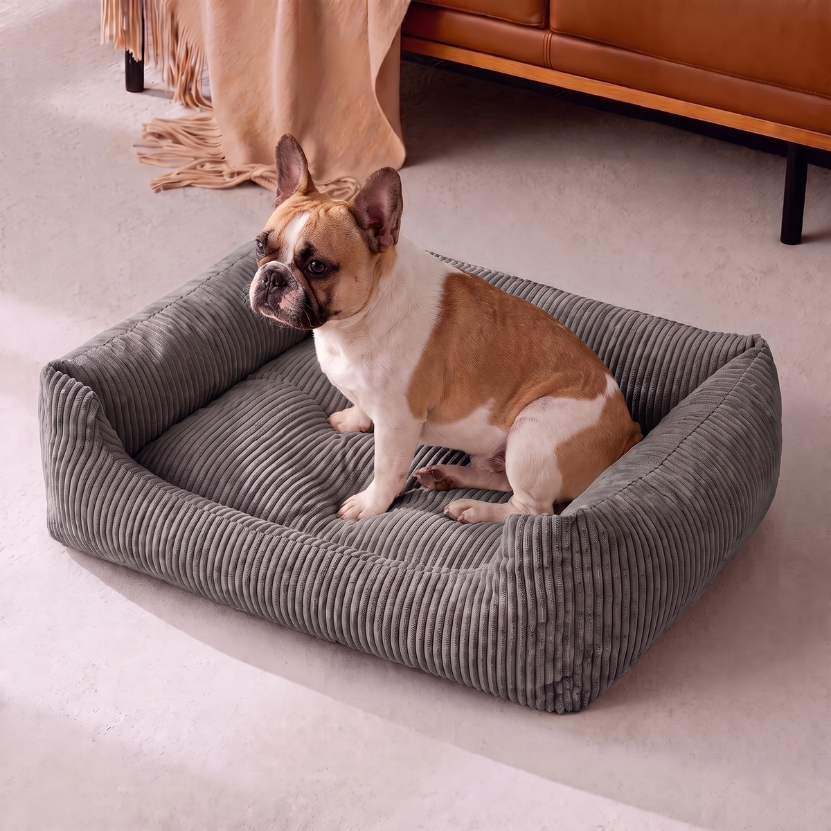 Hundebett Soft Stripe Dunkelgrau