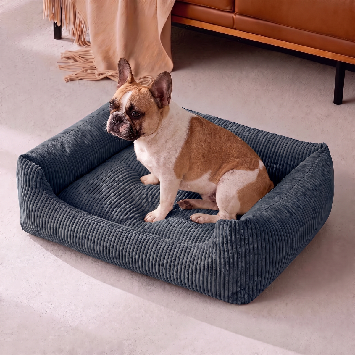Hundebett Soft Stripe Dunkelblau