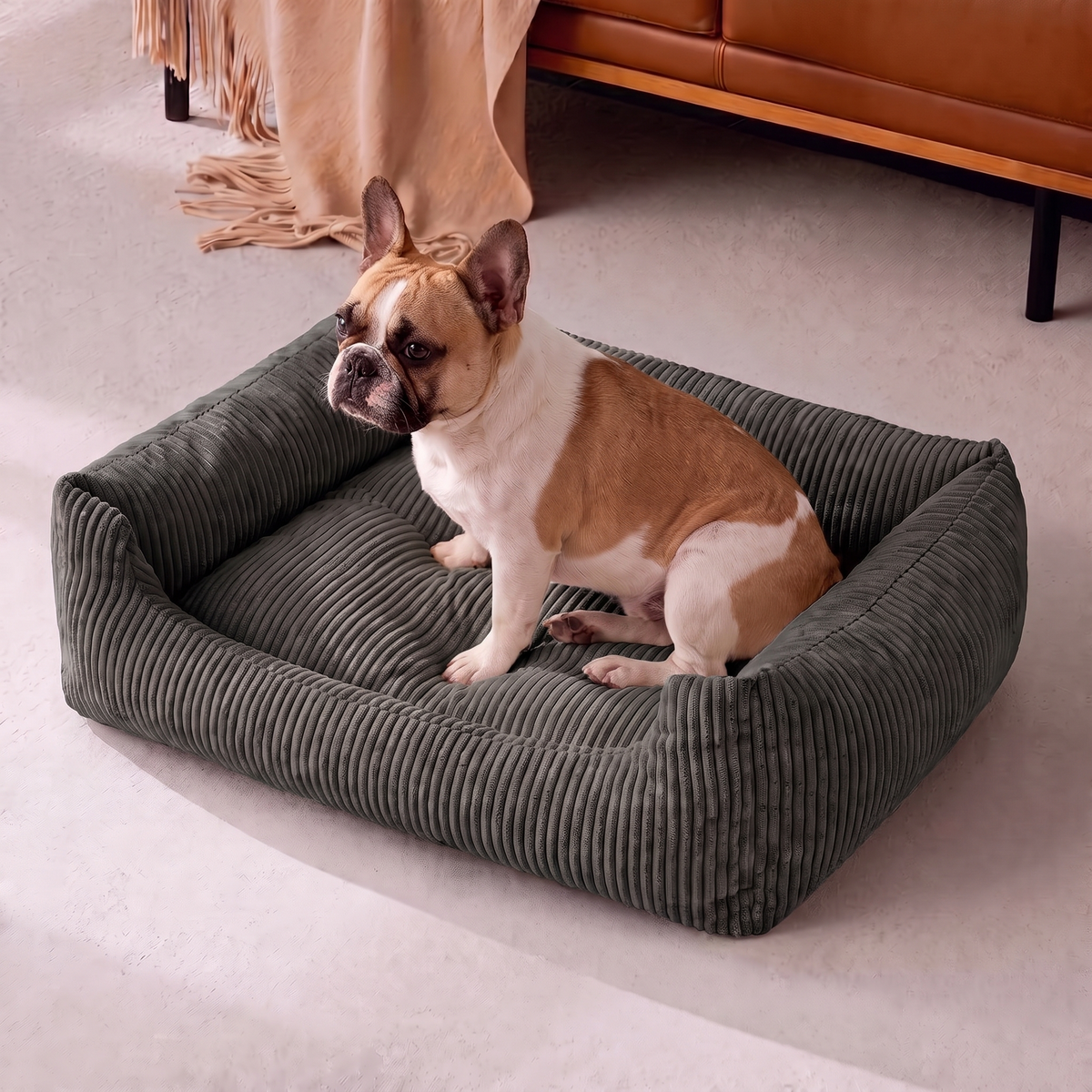 Hundebett Soft Stripe Schwarz
