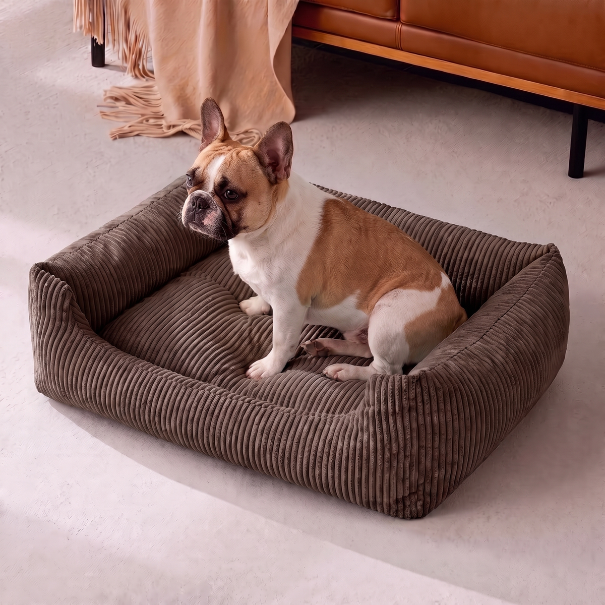 Hundebett Soft Stripe Dunkelbraun